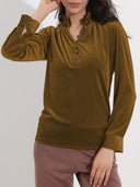 Chic Ruffle Top with Button Closure for Women