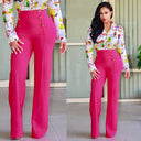 Chic High-Waisted Palazzo Pants with Button Accents