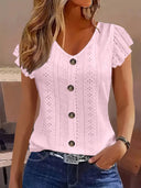 Women's Ruffle-Detail Blouse with Button Closure