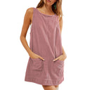 Jersey Dress with Pockets and Round Neck for Women
