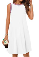 Chic A-Line Dress with Striped Neckline