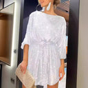 Shimmering Long Sleeve Mini Dress for Women