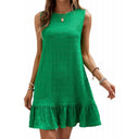 Ruffled Hem Textured Fabric Summer Dress for Women
