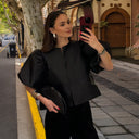 Chic Midi Dress with Structured Bodice and Statement Sleeves