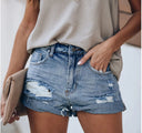 Vintage-Inspired Fringed Denim Shorts for Women