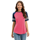 Striped Women's T-Shirt with Contrast Sleeves