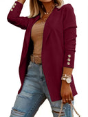 Chic Women's Blazer Jacket with Stylish Button Accents