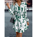 Geometric Print Button-Up Dress for Women