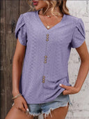 Chic Women's T-Shirt with Button Accents
