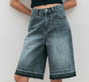 Trendy High-Waisted Wide Leg Denim Shorts for Women