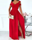 Chic Off-Shoulder Maxi Dress with Stylish Slit
