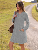 Chic Women's Dress with Vertical Design and Handy Pockets