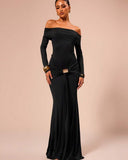 Women's Off-Shoulder Maxi Dress with Draping