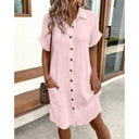 Chic Button-Up Shirt Dress with Pockets