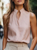 Chic High Collar Women's Sleeveless Blouse