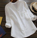 Women's Colorful Long Sleeve Blouse with Stylish Collar