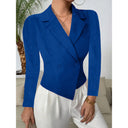 Chic Women's Blazer with Double-Breasted Design and Curved Hem