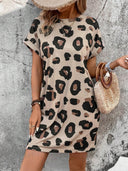 Linen Leopard Print Dress for Women