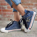 Trendy Women's High-Top Sneakers with Zipper Accents