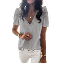 Chic V-Neck Puff Sleeve Blouse for Women