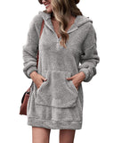 Cozy Fleece Hooded Dress for Women