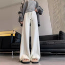 High-Waisted Knit Trousers with Stylish Tie Band