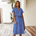 Modern Dots Short Sleeve Dress with Waist Tie