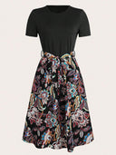 Floral Skirt Dress with Cinched Waist