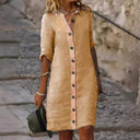 Stylish Women's Linen Dress with Button Details