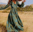 Boho Floral Long Sleeve Dress with Flowing Hem