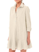 Chic Women's Shirt Dress with Flowy Hem