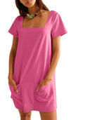 Chic Summer Dress with Square Neckline and Handy Pockets