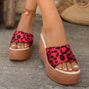 Leopard Print Women's Wedge Sandals with Soft Sole