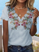 Floral Embroidered Asymmetrical Blouse for Women
