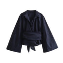 Chic Women's Blouse with Wide Sleeves and Bow Detail