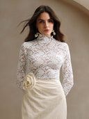Chic Long Sleeve Lace Bodysuit with High Collar