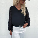 Chic Women's Blouse with Puff Sleeves and Textured Design