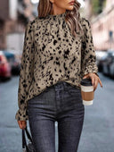Chic Blouse with Stylish Collar and Bold Animal Print