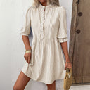 Chic Women's Dress with Stylish Button Placket & Ruffle Accents