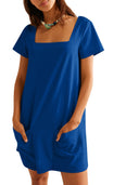 Chic Summer Dress with Square Neckline and Handy Pockets