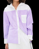 Chic Satin Blouse with Puff Sleeves and Contemporary Collar