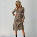 Chic V-Neck Women's Shirt Dress with Button Accents