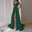 Chic Maxi Dress with Deep V-Neck and Side Slit