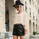 Chic Women's Blouse with Puff Sleeves and Textured Design