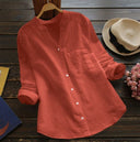 Women's Colorful Long Sleeve Blouse with Stylish Collar