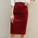Women's High-Waisted Ribbed Knit Pencil Skirt