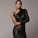 Chic Asymmetrical Midi Dress with Unique Gatherings for Women