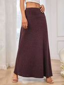 High Waist Maxi Skirt in Stretch Fabric for Women