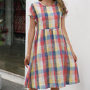 Checkered Cotton Dress for Women - Stylish and Chic