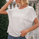 Chic Women's T-Shirt with Chest Pocket in Cotton Blend
